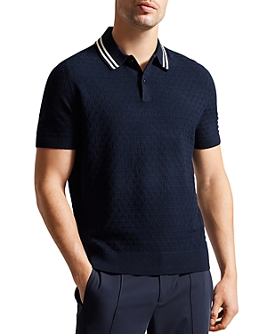 Ted Baker Mahana Regular Fit Logo Knit Polo Shirt In Navy