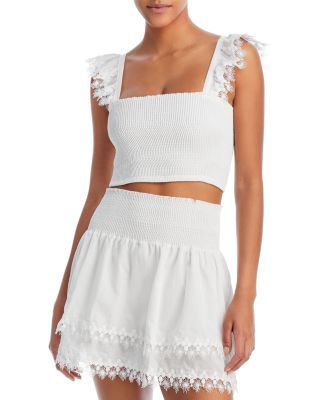 Mariel Smocked Top Swim Cover-Up & Belle Smocked Mini Skirt Swim Cover-Up