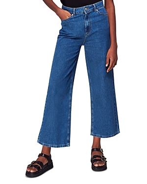 Shop Whistles Cotton Cropped Wide Leg Jeans In Denim