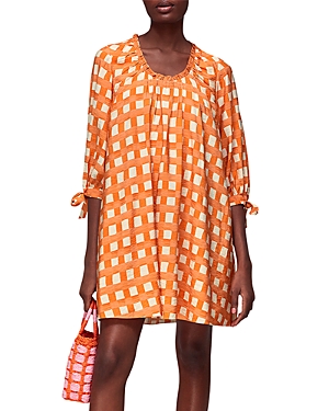 Shop Whistles Lydia Gathered Trapeze Dress In Orange/multi