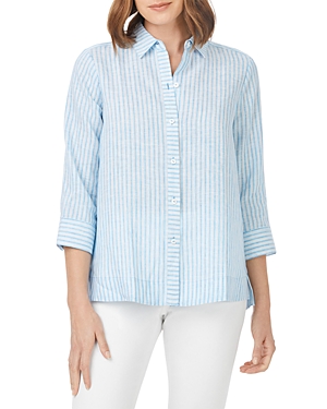 Foxcroft Harley Linen Non-Iron Striped Shirt