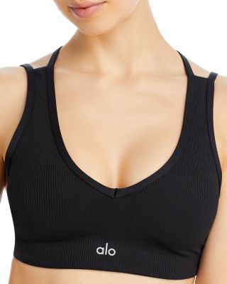 ヨガ・ピラティス alo Airlift Ribbed Jump Start V-Neck Bra Airlift Ribbed Jump Start V-Neck Bra - Olive Tree | Parallel