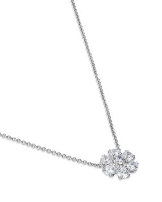 Certified Diamond Flower Pendant Necklace in 14K White Gold featuring diamonds with the DeBeers Code of Origin, 0.75 tcw 