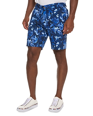 dressing gownRT GRAHAM ABSTRACT PRINT TAILORED WALK SHORTS