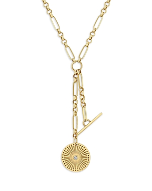 Zoë Chicco 14k Yellow Gold & Diamond Sunbeam Medallion Pendant Necklace, 18