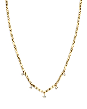 Zoe Chicco 14K Yellow Gold Prong Diamonds Diamond Dangle Collar Necklace, 14-16