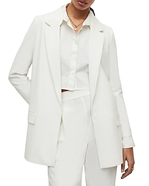Allsaints Womens Optic White Aleida Tri Notch-lapel Stretch-recycled Polyester Blazer In Optic White