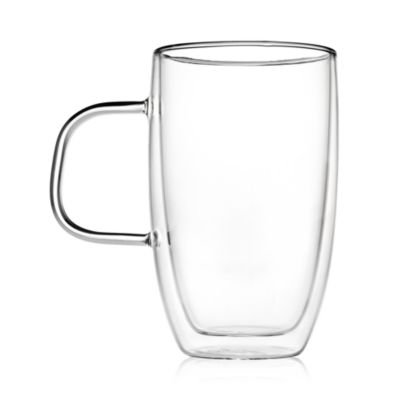 Double Walled Large Glass Coffee Mug, Set of 2