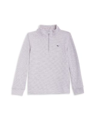 Vineyard Vines - Boys' Saltwater Stripe Quarter Zip Mock Neck Sweatshirt - Little Kid, Big Kid