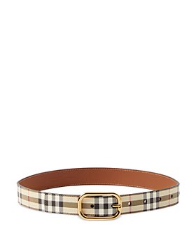 Burberry -  Check and Leather Belt 