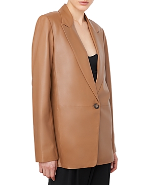 VINCE LEATHER STRAIGHT FIT BLAZER