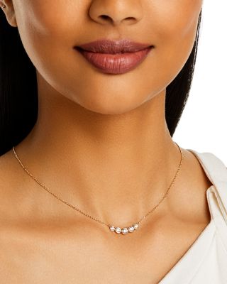 Diamond Bezel Curved Bar Necklace in 14K Yellow Gold, 0.80 tcw 