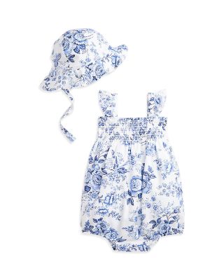 Ralph Lauren - Girls' Floral Linen Cotton Shortall & Hat Set - Baby
