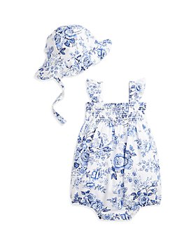 Ralph Lauren - Girls' Floral Linen Cotton Shortall & Hat Set - Baby