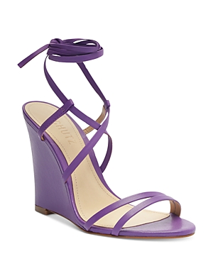 Schutz Women's Deonne Ankle Tie Wedge Sandals In Violet