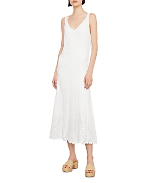 Vince Sleeveless Macrame Sweater Midi Dress In Gesso