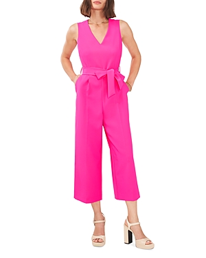 Shop Vince Camuto Belted V Neck Jumpsuit In Hot Pink