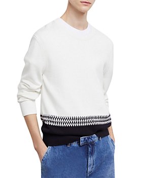The Kooples - Franges Tresses Cotton Color Blocked Crewneck Sweater