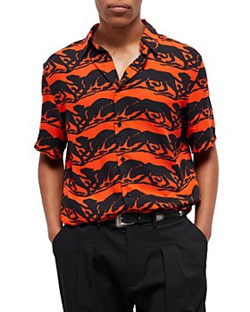 The Kooples - Wild Panther Short Sleeve Button Front Shirt