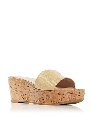 Stuart Weitzman Women's Summer Wedge Platform Slide Sandals In Wheat
