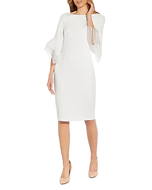 Adrianna Papell Knit Crepe Tiered Sleeve Dress In Ivory