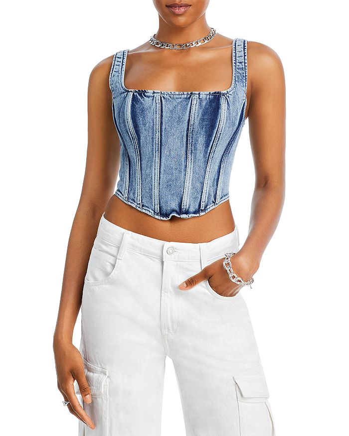 Denim Fitted Corset Top