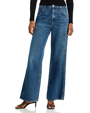 Shop Agolde Magda High Rise Wide Leg Carpenter Jeans In Darkness