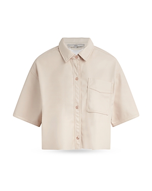 Hudson Oversized Cropped Button Down Shirt In Shell