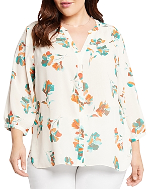 Nydj Plus Pintuck-back Blouse In Dream Lily