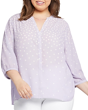 Nydj Plus Pintuck-back Blouse In Fanciful Dots