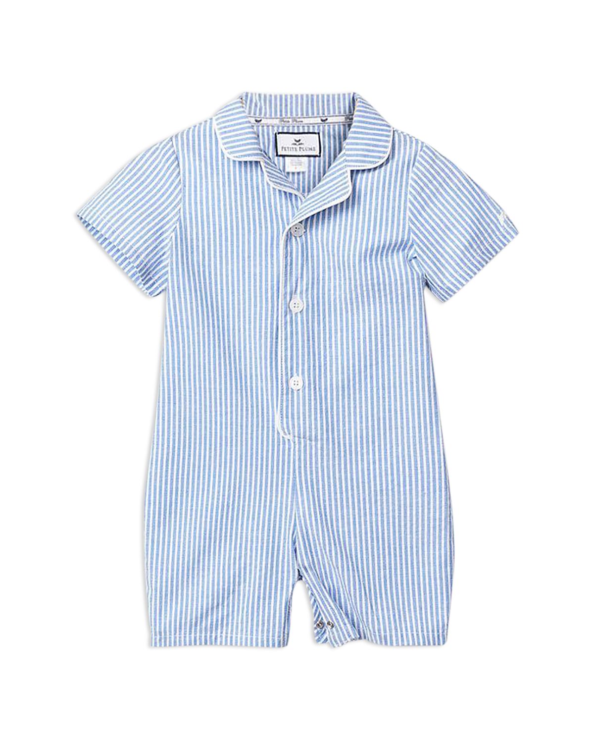 Petite Plume Boys' French Blue Seersucker Summer Romper - Baby