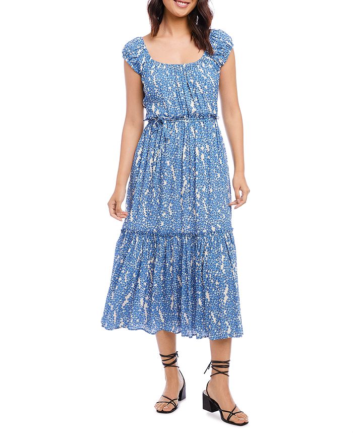 Karen Kane Floral Puff Sleeve Tiered Midi Dress | Bloomingdale's