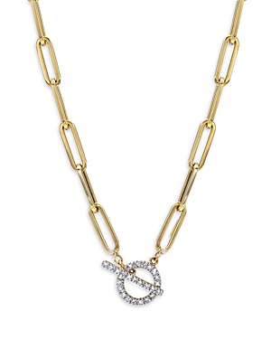 Zoe Lev 14k Yellow Gold Diamond Toggle Paperclip Link Statement Necklace, 16 In Gold/white