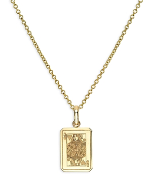 Zoe Lev 14k Gold Queen Of Hearts Playing Card Pendant Necklace, 16-18