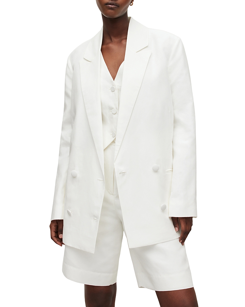 Shop Allsaints Petra Double Breasted Blazer In Off White