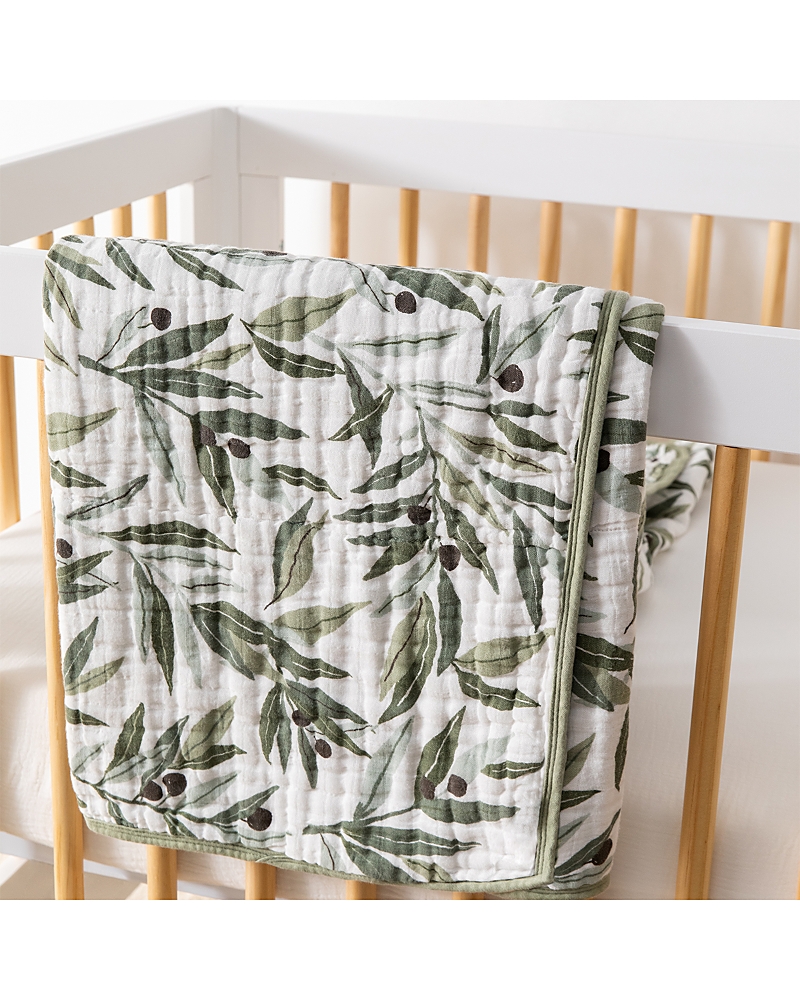 Babyletto Quilt In 3 Layer Gots Certified Organic Muslin Cotton In Olive Branches