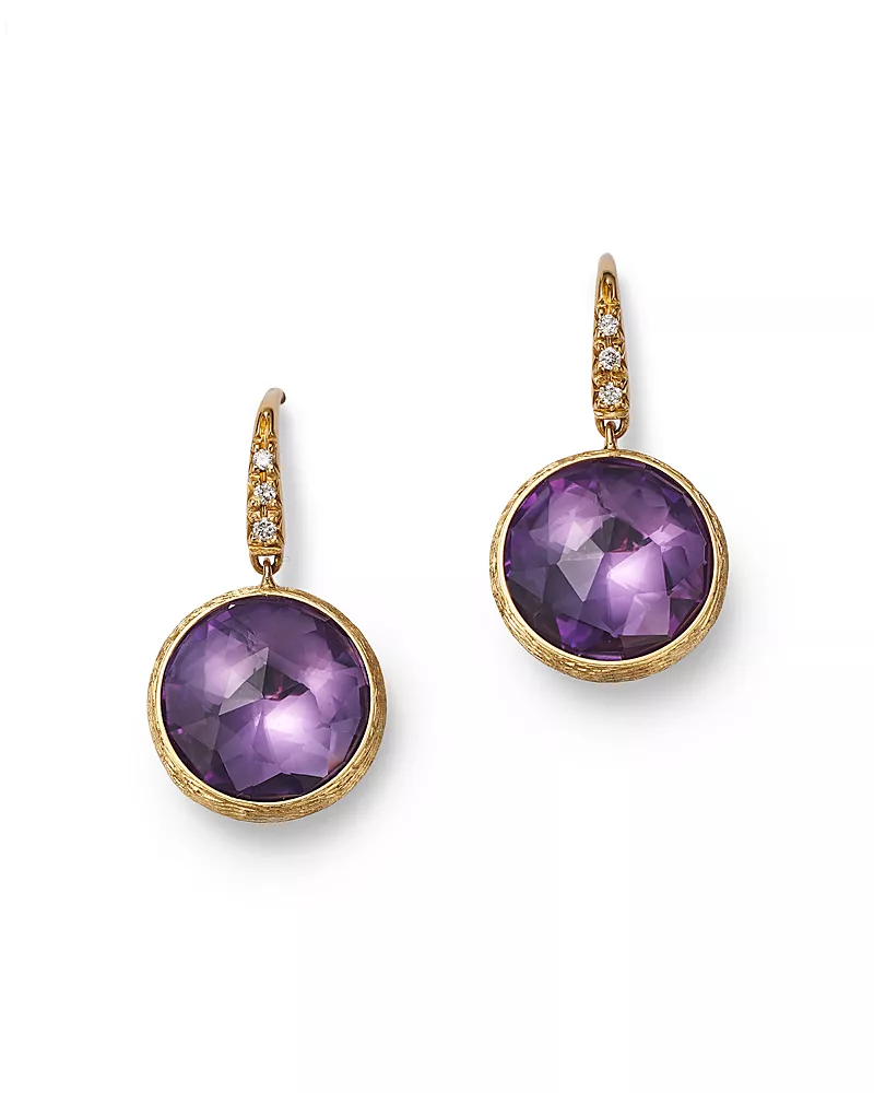 Marco Bicego 18K Yellow Gold Jaipur Diamond & Amethyst Hook Earrings