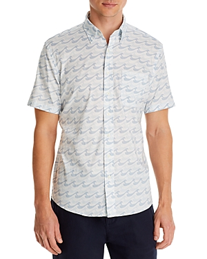 Faherty Movement Print Short Sleeve Button-up Shirt In Ivory Endless Peaks