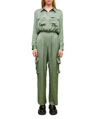 Maje Paicy Satin Cargo Jumpsuit | Bloomingdale's