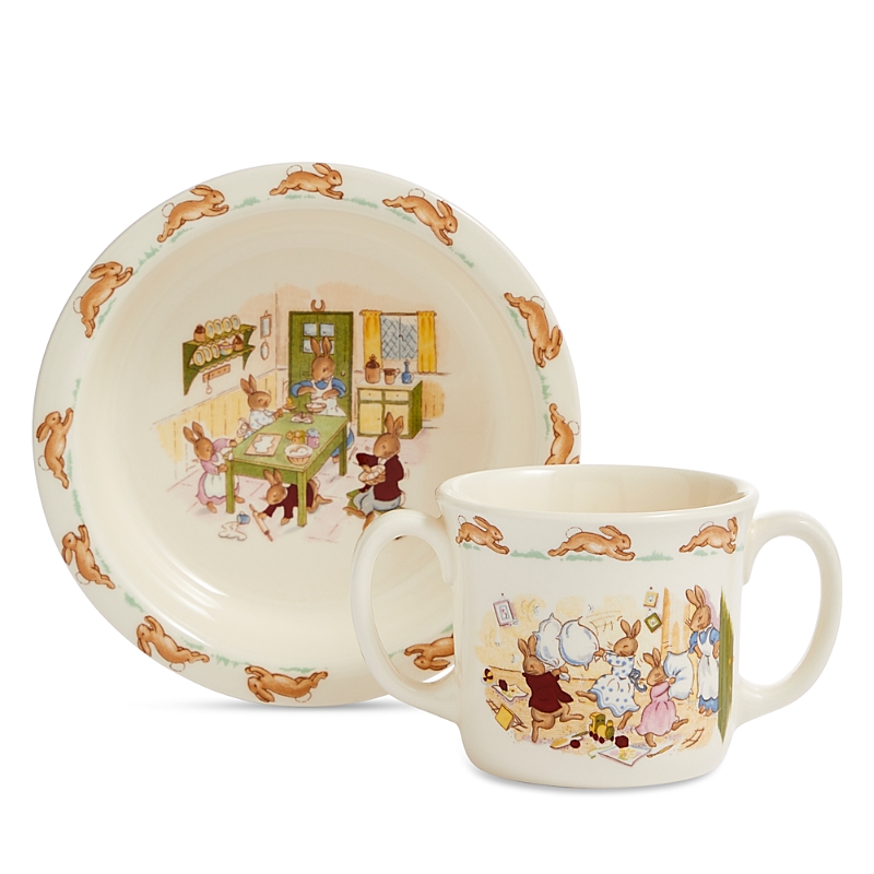 Royal Doulton Bunnykins Baby Bowl & 2 Handle Mug 2 Piece Set In Multi