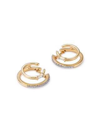 Diamond Double Hoop Earrings in 14K Yellow Gold, 0.25 tcw  