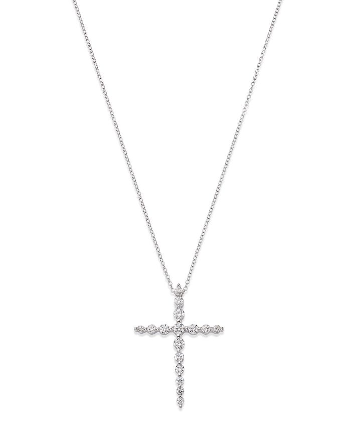 Bloomingdale's - Diamond Cross Pendant Necklace in 14K White Gold, 1.0 ct. t.w. - 100% Exclusive