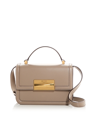Jimmy Choo Diamond Top Handle Leather Shoulder Bag In Taupe/gold