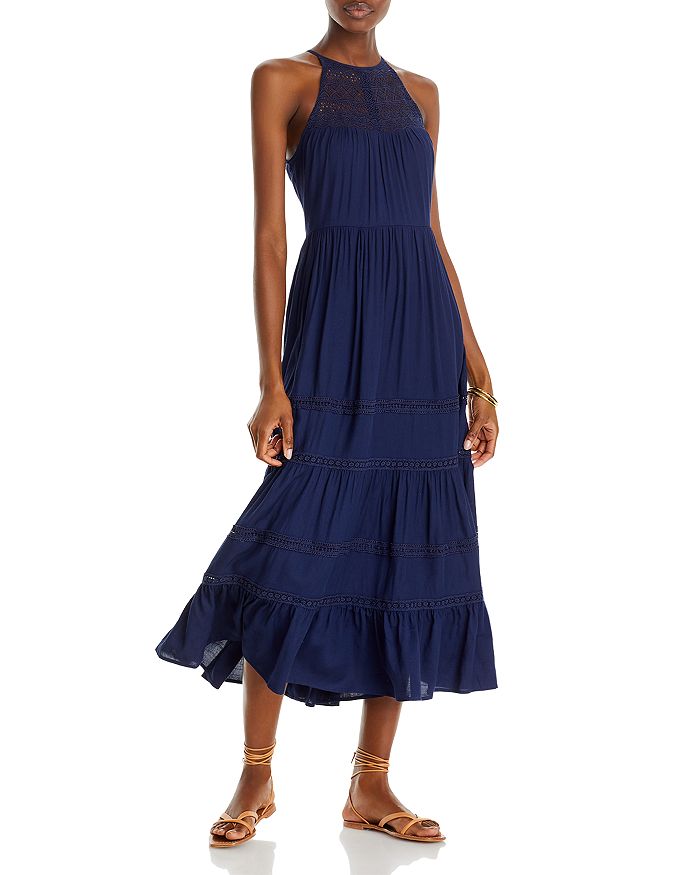 AQUA Sleeveless Lace Trim Midi Dress - 100% Exclusive | Bloomingdale's