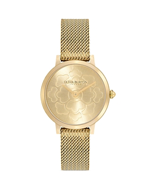 Shop Olivia Burton Ultra Slim Floral Watch, 28mm In Gold