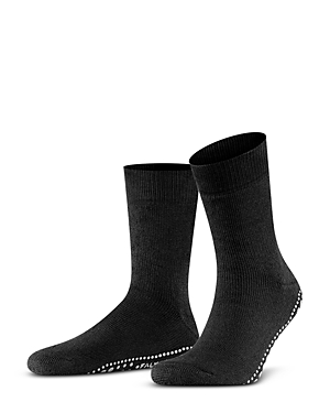 Shop Falke Homepads Cotton Blend Slipper Socks In Black