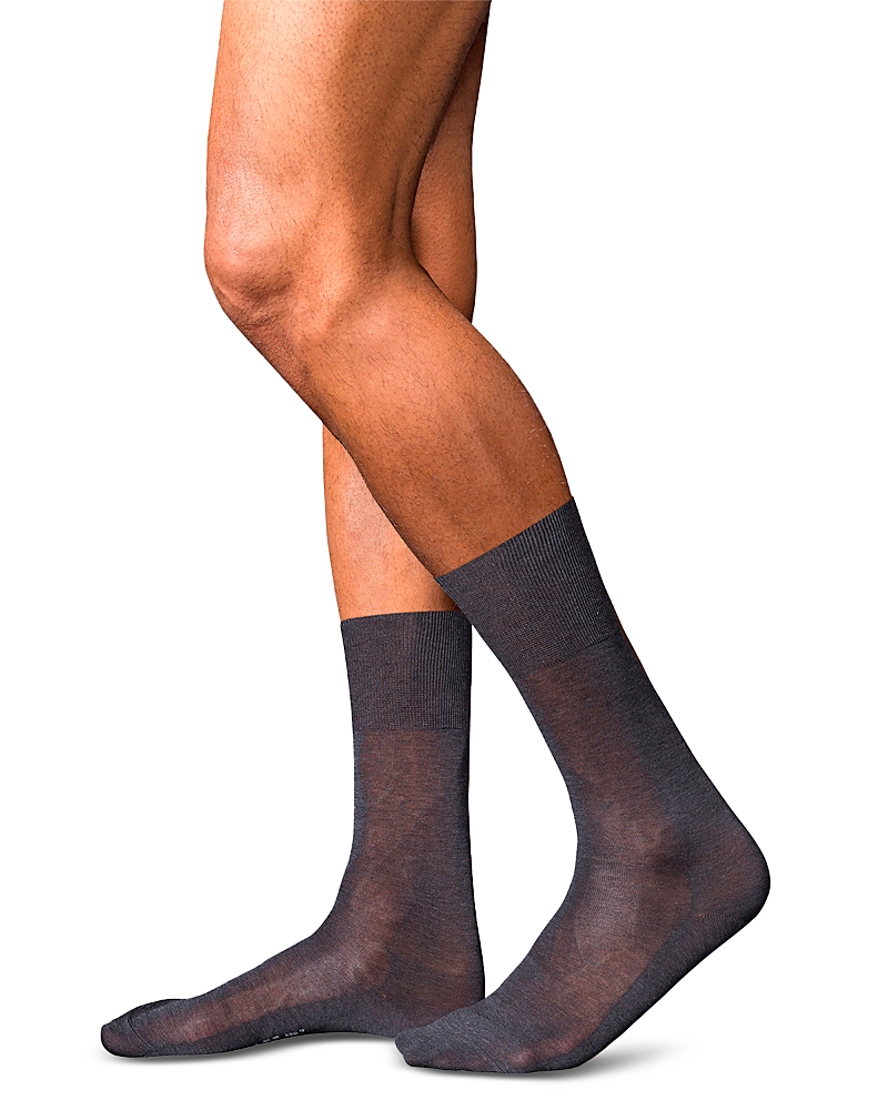 Shop Falke No. 9 Fil D'ecosse Mercerized Dress Socks In Anthracite Melange