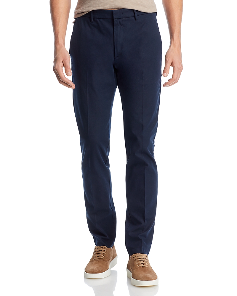 Hugo Boss Slim-fit Trousers In Micro-patterned Performance-stretch Jersey In Dark Blue