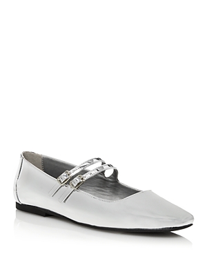 Aqua Women's Anabl Mary Jane Buckled Ballet Flats - 100% Exclusive In Silver Pu