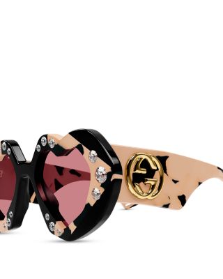 Gucci Hollywood Forever Crystal Heart Sunglasses, 48mm